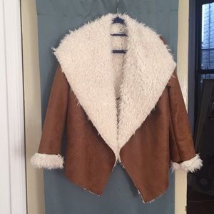 PENNY LANE FAUX SUEDE & SHEARLING COAT